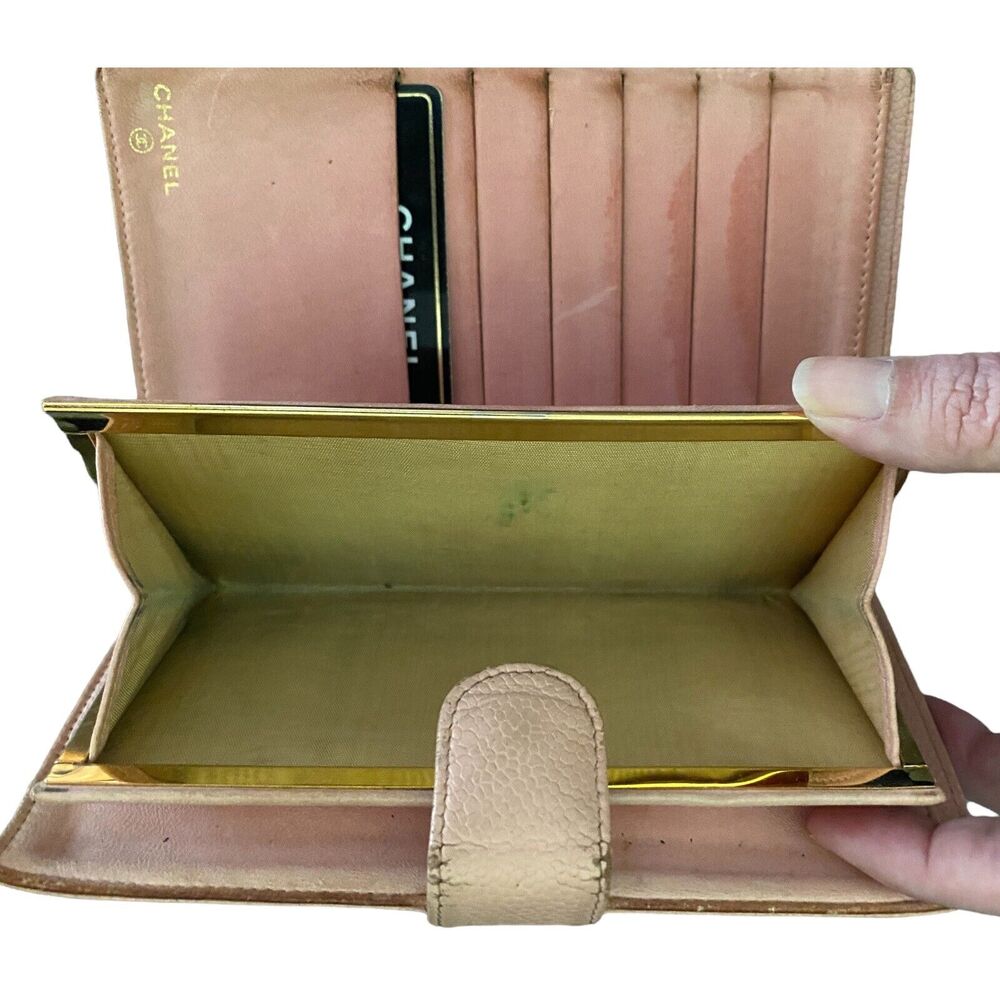 Chanel CC Pink Caviar Leather Bifold Snap Wallet Authentic - Picture 12 of 12